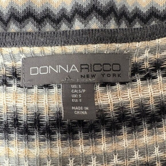 Donna Ricco Chevron Knit Faux Wrap Dress Womens Size Small Long Sleeve V-Neck - Picture 6 of 8